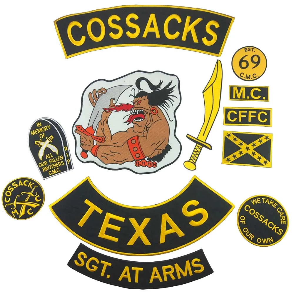 12pcs/ A SET COSSACKS TEXAS MC Iron On Embroidered Patches For Clothes 1